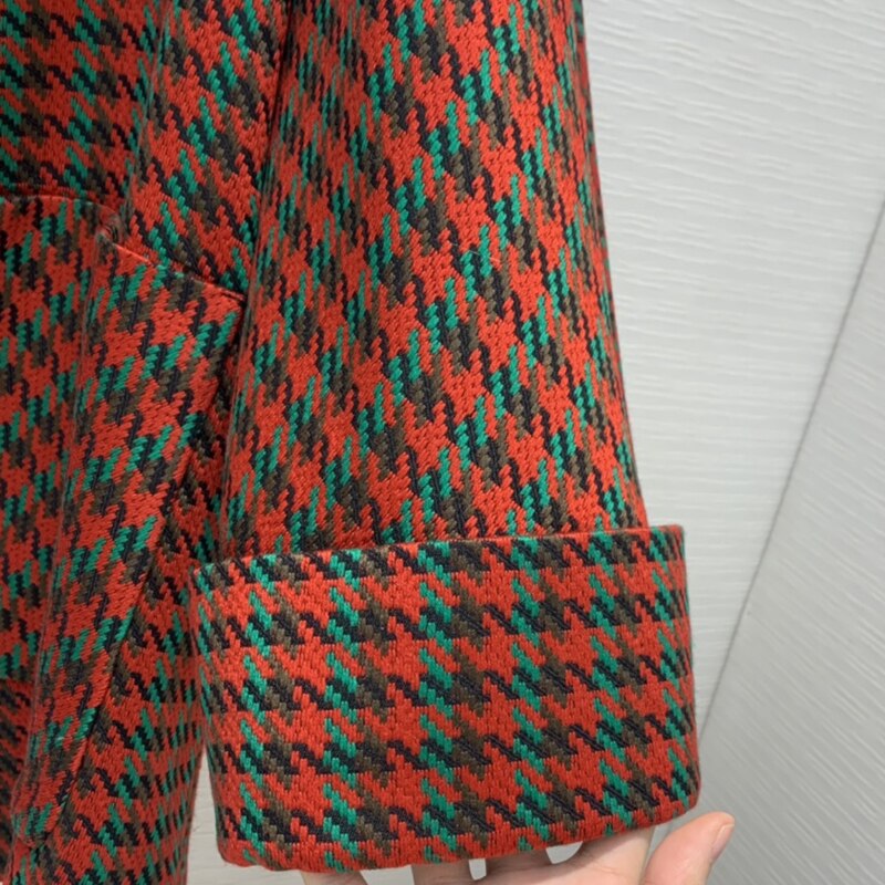 plaid loose wool Women's coat