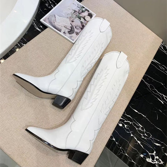 Women's High Boots Pointed Toe Embroidery