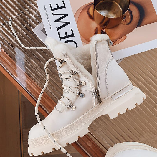 Women's Round Head Thick Heel  Short Snow Boots