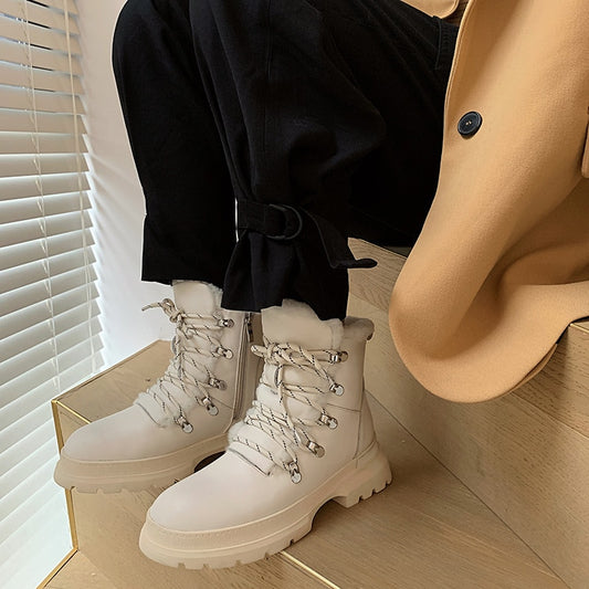 Women's Round Head Thick Heel  Short Snow Boots