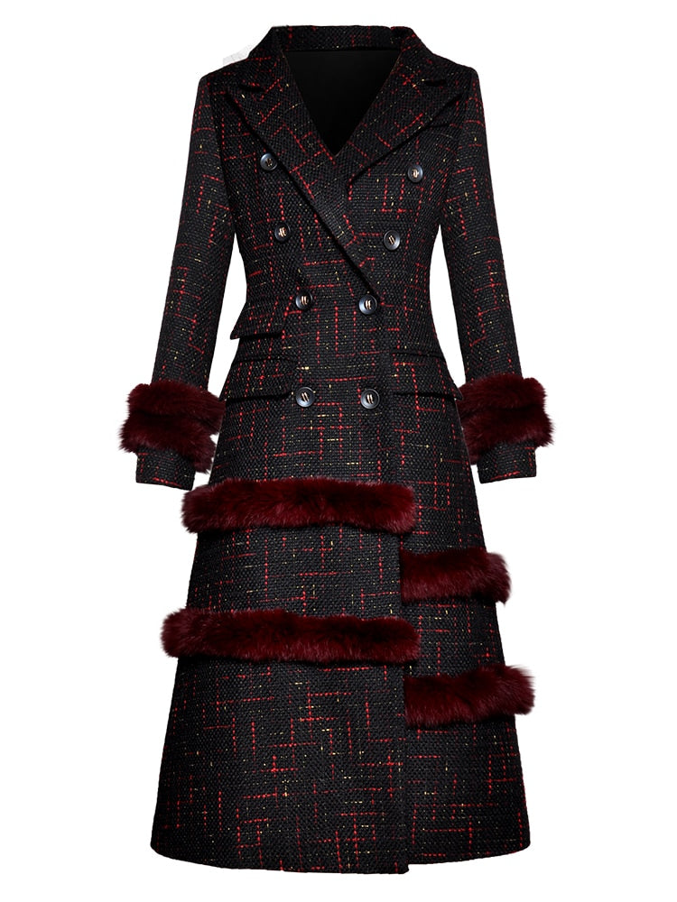 Women's Slim Rabbit fur Double Breasted Jacket