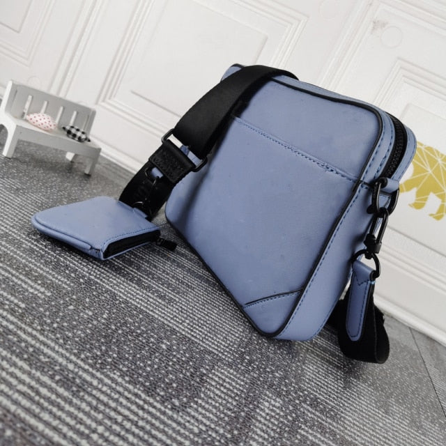 Men's black nylon square shoulder bag messenger bag