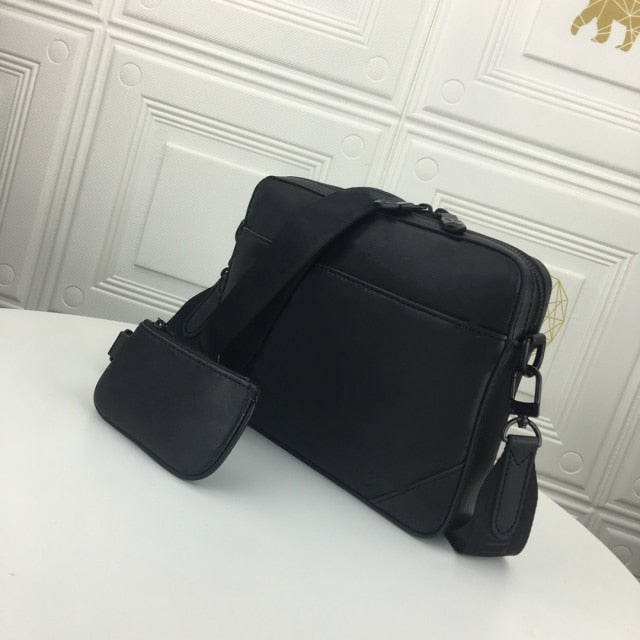 Load image into Gallery viewer, Men's black nylon square shoulder bag ...