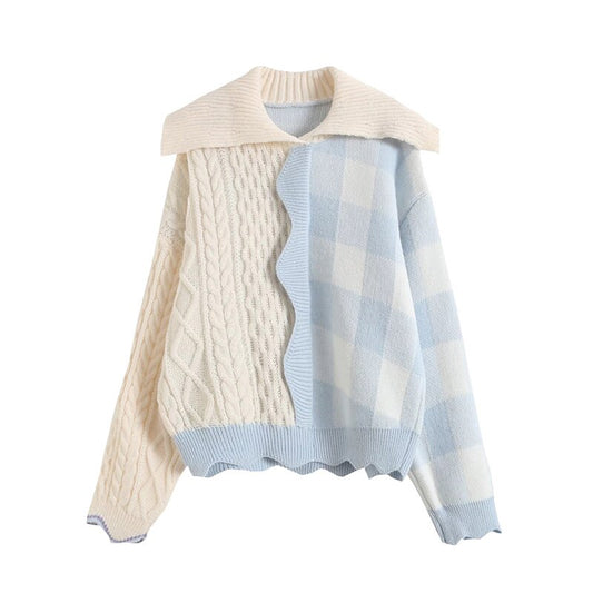 新しい長袖ドールカラーニットセーターレディース