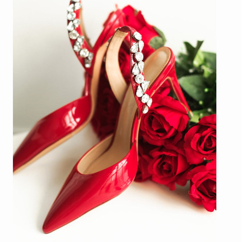 女性用セクシーなラインストーンフェアリーサンダル（ハイヒール付き） 