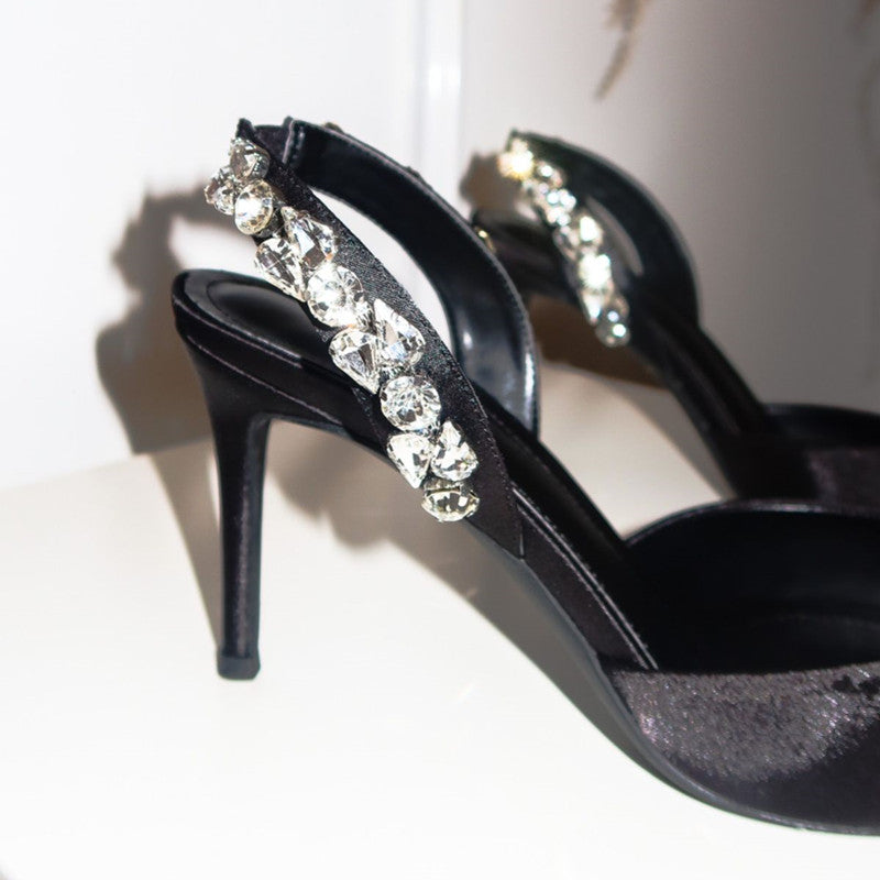 女性用セクシーなラインストーンフェアリーサンダル（ハイヒール付き） 