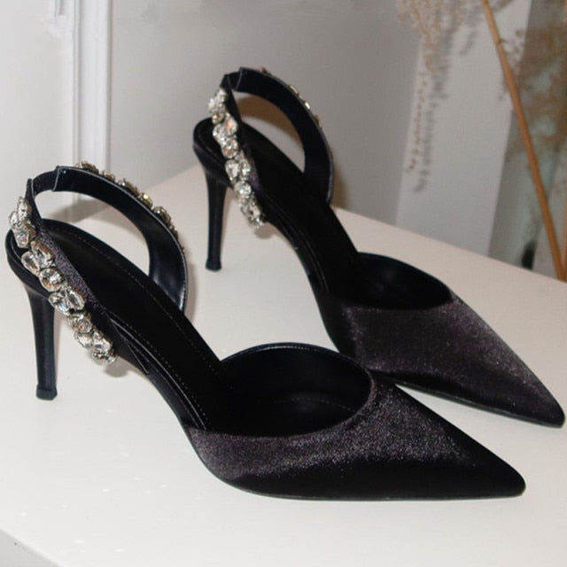 女性用セクシーなラインストーンフェアリーサンダル（ハイヒール付き） 