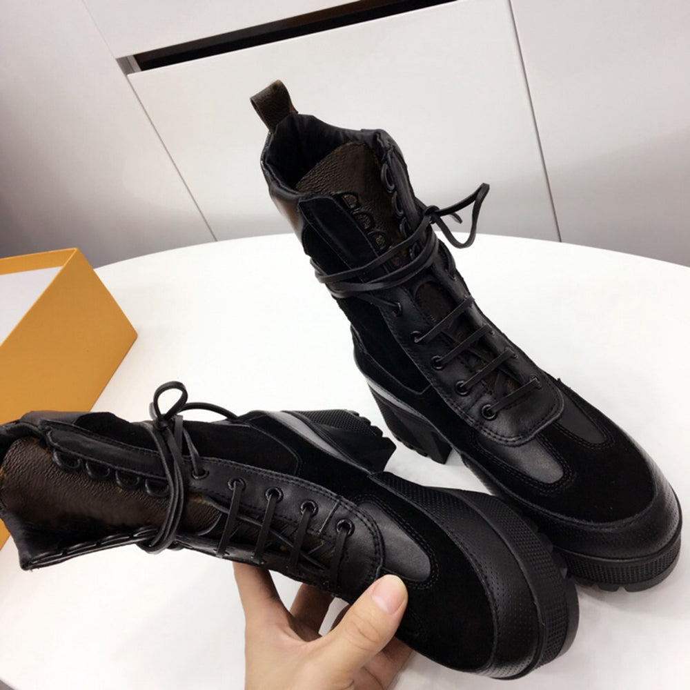 Women Boots Genuine Leather Flat Platform