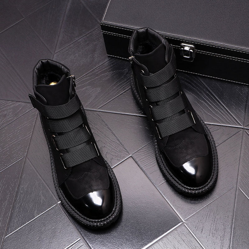 メンズ高級ファッション暖かいファースノーブーツ