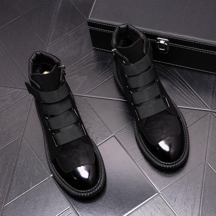 メンズ高級ファッション暖かいファースノーブーツ