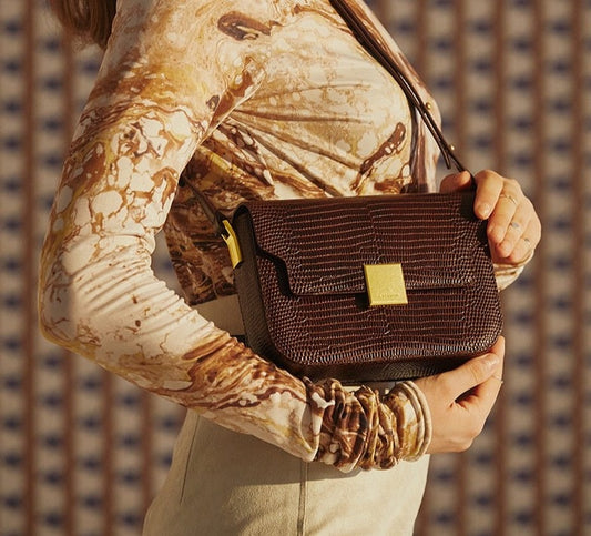 New Retro All-match Leather Knight Lizard Pattern Saddle Bag