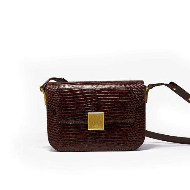 新しいレトロなオールマッチレザーナイトリザードパターンサドルバッグ