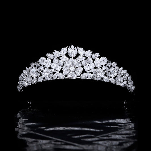Bridal Zircon Wedding Crown Tiaras Floral Hairband