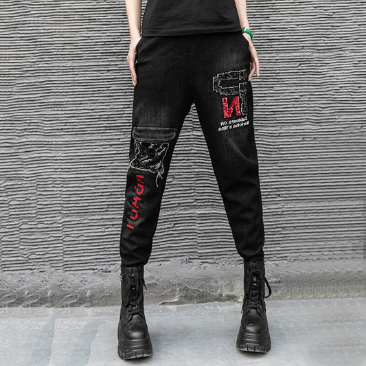 Trendy Punk Gothic Jeans Capri Women