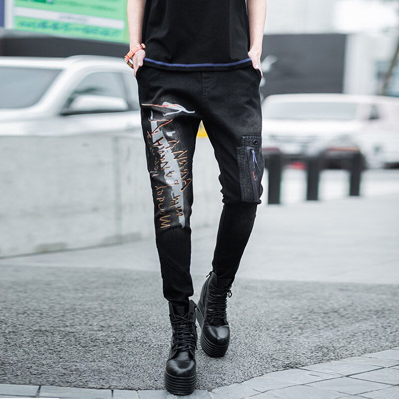 Black Denim Harem Pants Casual Jeans