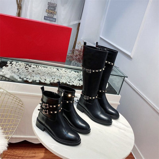 Female Knee High Long Short Black Boots