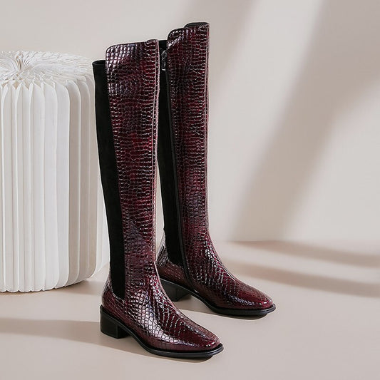 Women Stone  Mixed Colors A Riding Boots