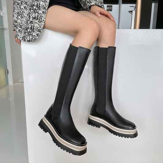 Genuine Leather Platform Boots