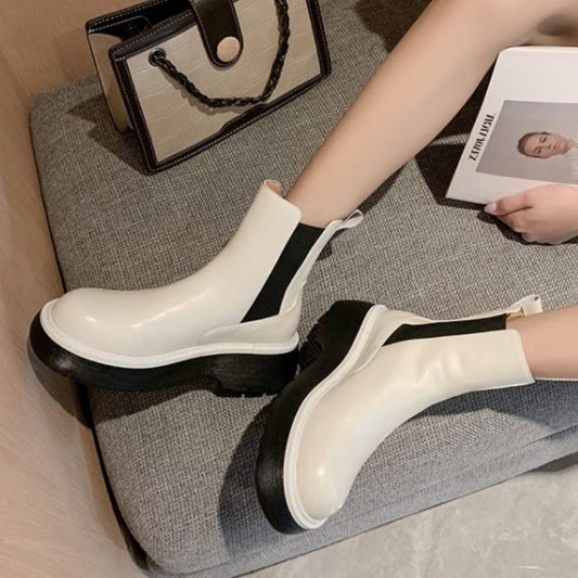 Women Ankle Boots Real Leather Mix Color