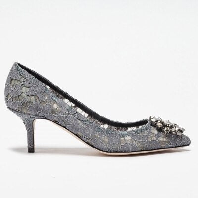 エレガントなレースハイヒール ローズレッドホワイトブライダルシューズ