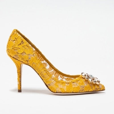 エレガントなレースハイヒール ローズレッドホワイトブライダルシューズ