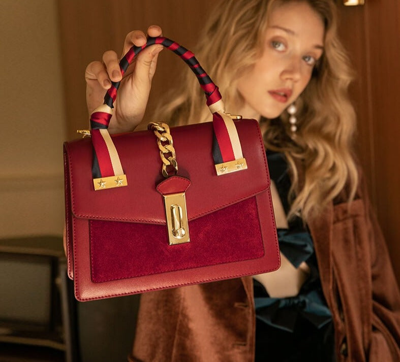 女性用スプリットレザーハンドバッグ 気質 大容量