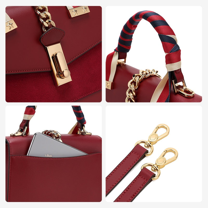 女性用スプリットレザーハンドバッグ 気質 大容量