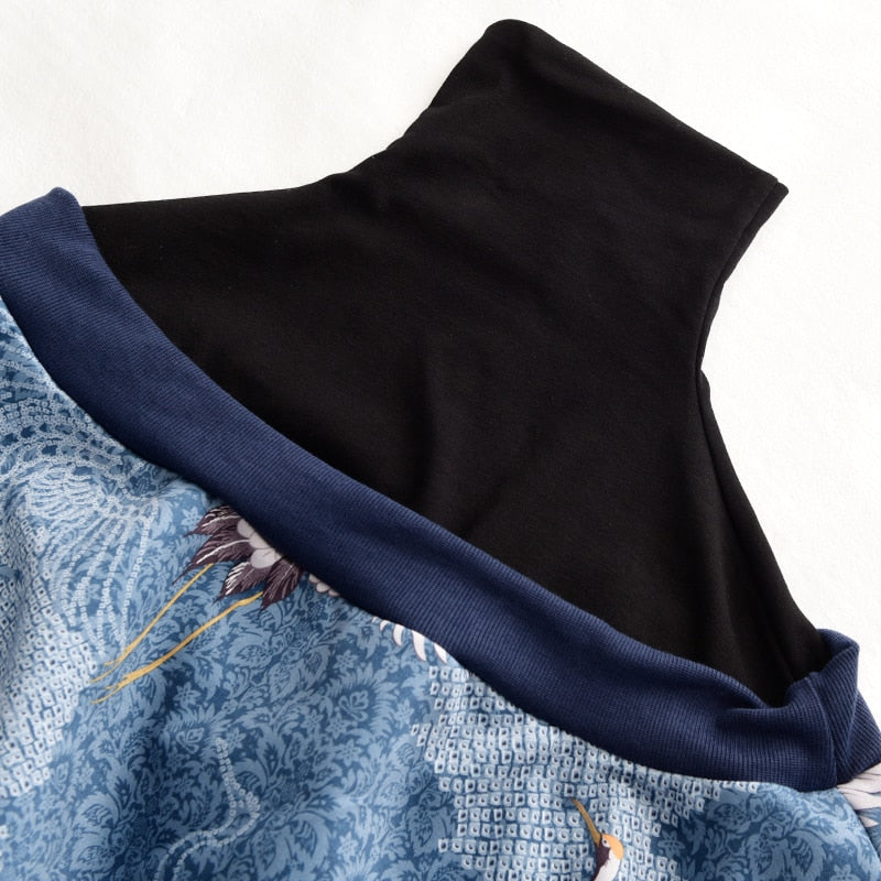 Spring High Collar Long Sleeve Pattern Printed  Sweatshirt