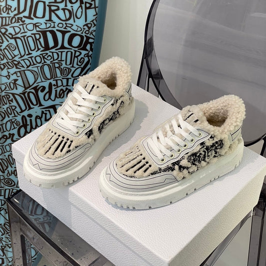 Women  Wool Warm Embroidery Print Casual Flats