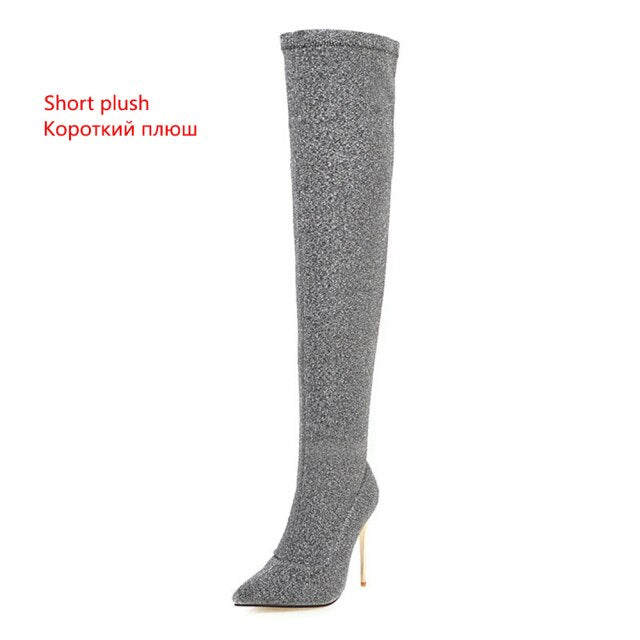 オーバーニーハイヒールブーツレディース