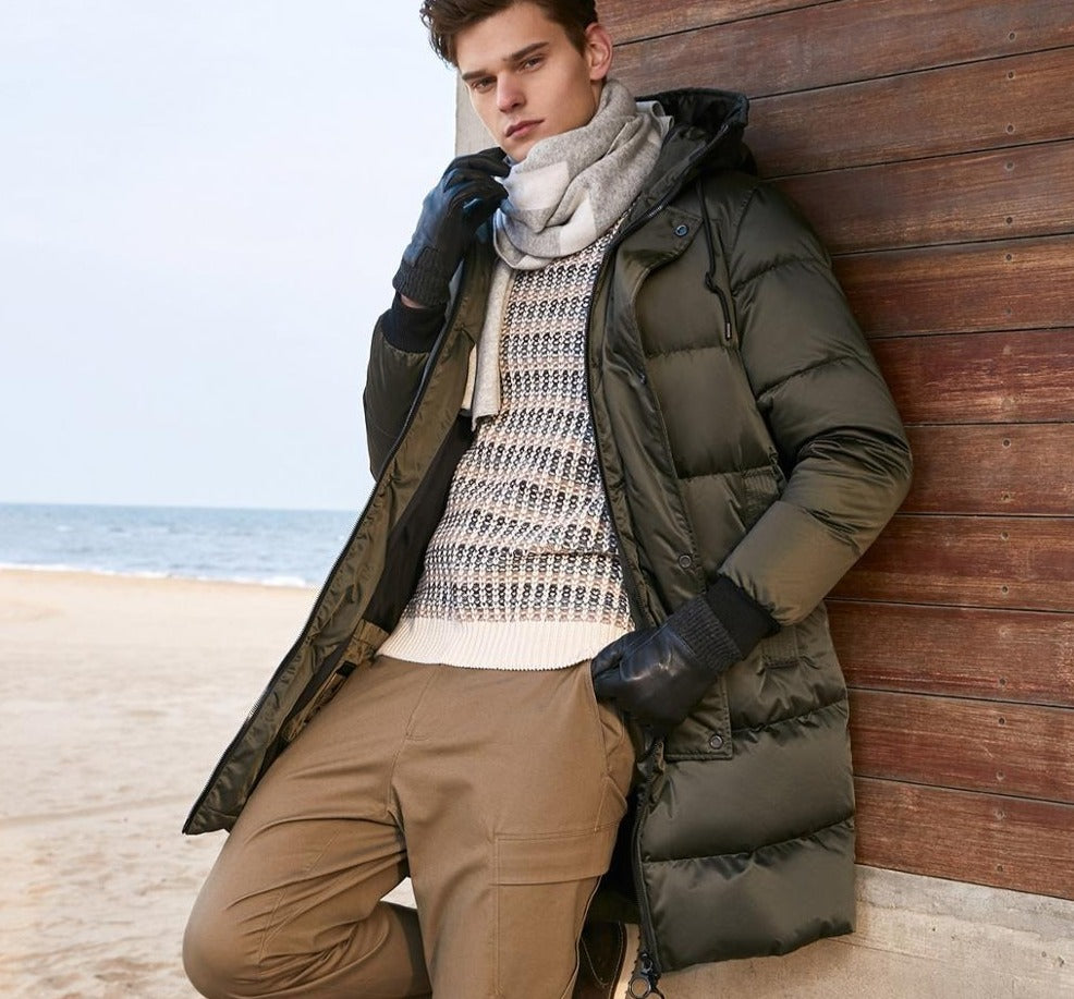 Men's Winter Parka Coat Mid-length  Hooded