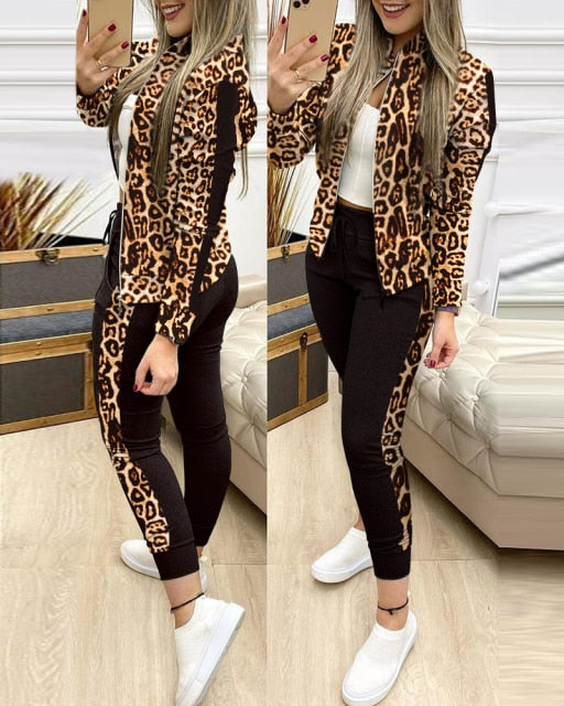 Women's Zip Jacket Pants Tracksuit Set - LiveTrendsX fit view 11