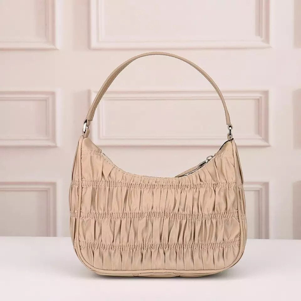 Women Hobo Pleated Bag Candy Color