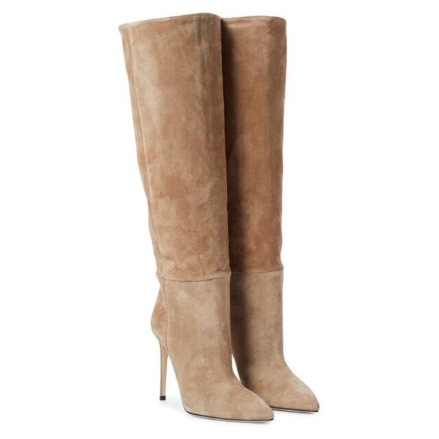 Women Pointy Toe Sexy Knee High Boots Crocodile Print Big Size