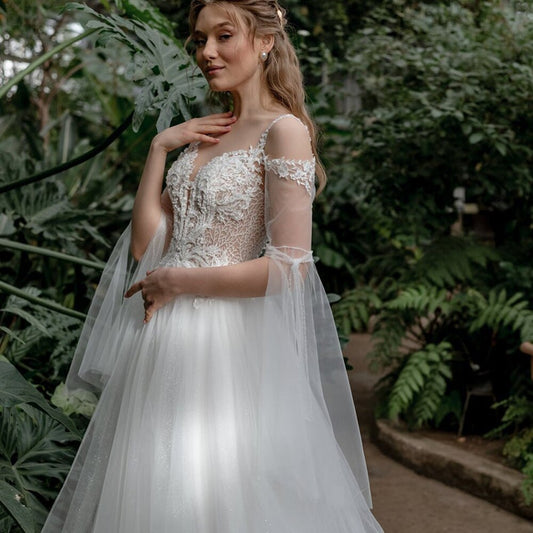 Wedding Dress with Sleeves Court Train