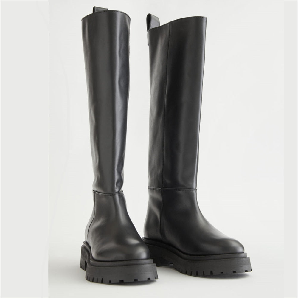 NWinter Straight boots Ladies Knee High Boots Fashion Platform Shoes