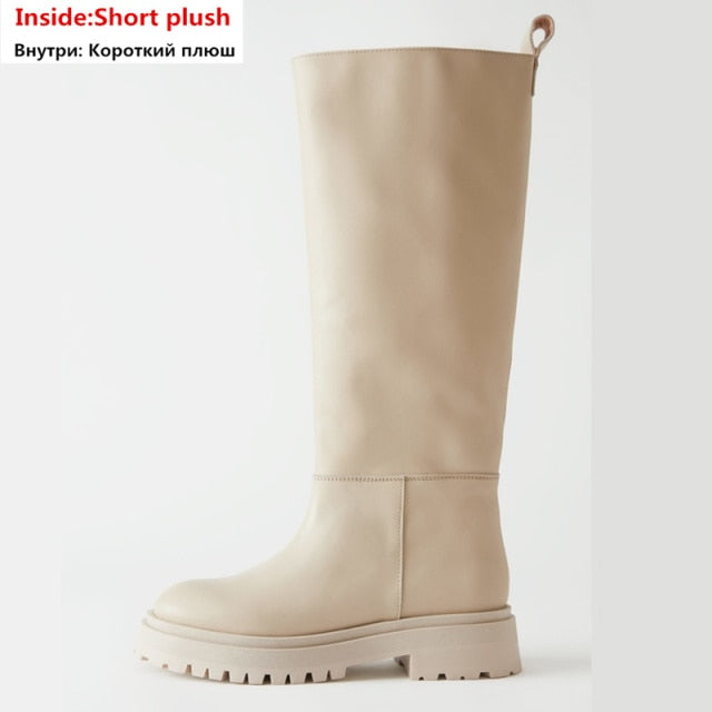 NWinter Straight boots Ladies Knee High Boots Fashion Platform Shoes