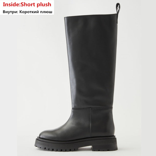 NWinter Straight boots Ladies Knee High Boots Fashion Platform Shoes