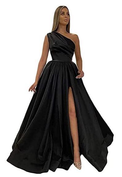 Festival Red A Line Long Prom Dresses Side Split