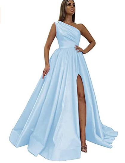 Festival Red A Line Long Prom Dresses Side Split