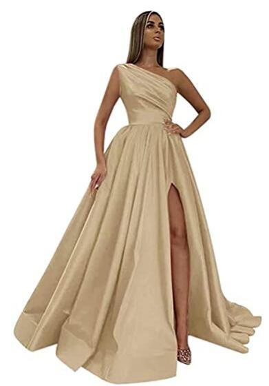 Festival Red A Line Long Prom Dresses Side Split