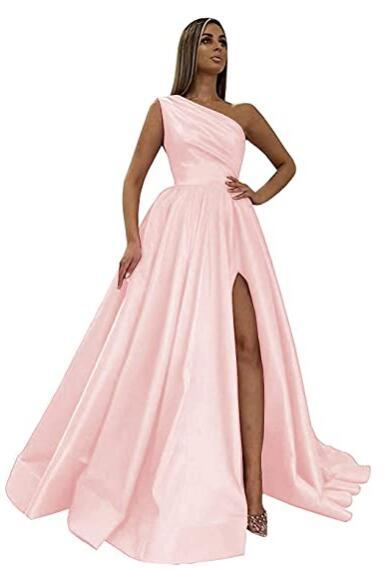 Festival Red A Line Long Prom Dresses Side Split