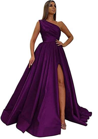 Festival Red A Line Long Prom Dresses Side Split