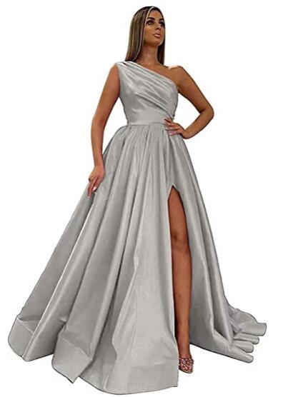 Festival Red A Line Long Prom Dresses Side Split