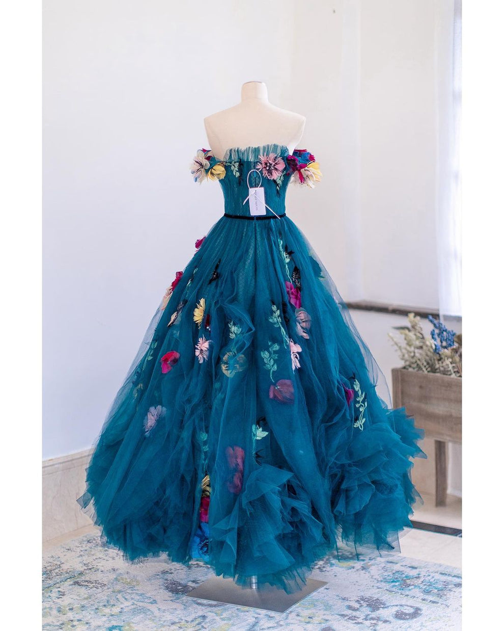 Tulle A-Line Sweetheart 3D Flowers Formal Dresses main image 0