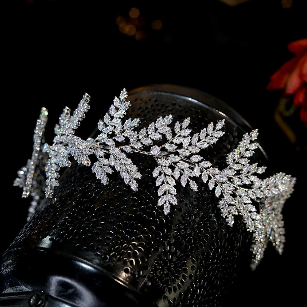 Fashion Bride Headband Crystal Leaf Hair Band Bridal Crown
