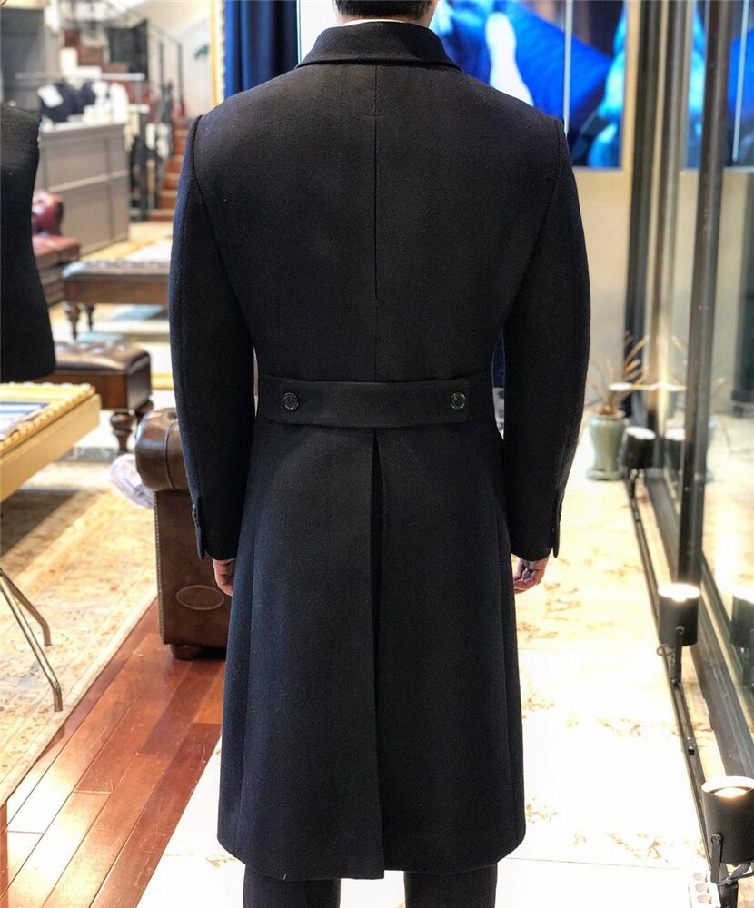 Men's Double Breasted Thick Loose Mid-Length Coat