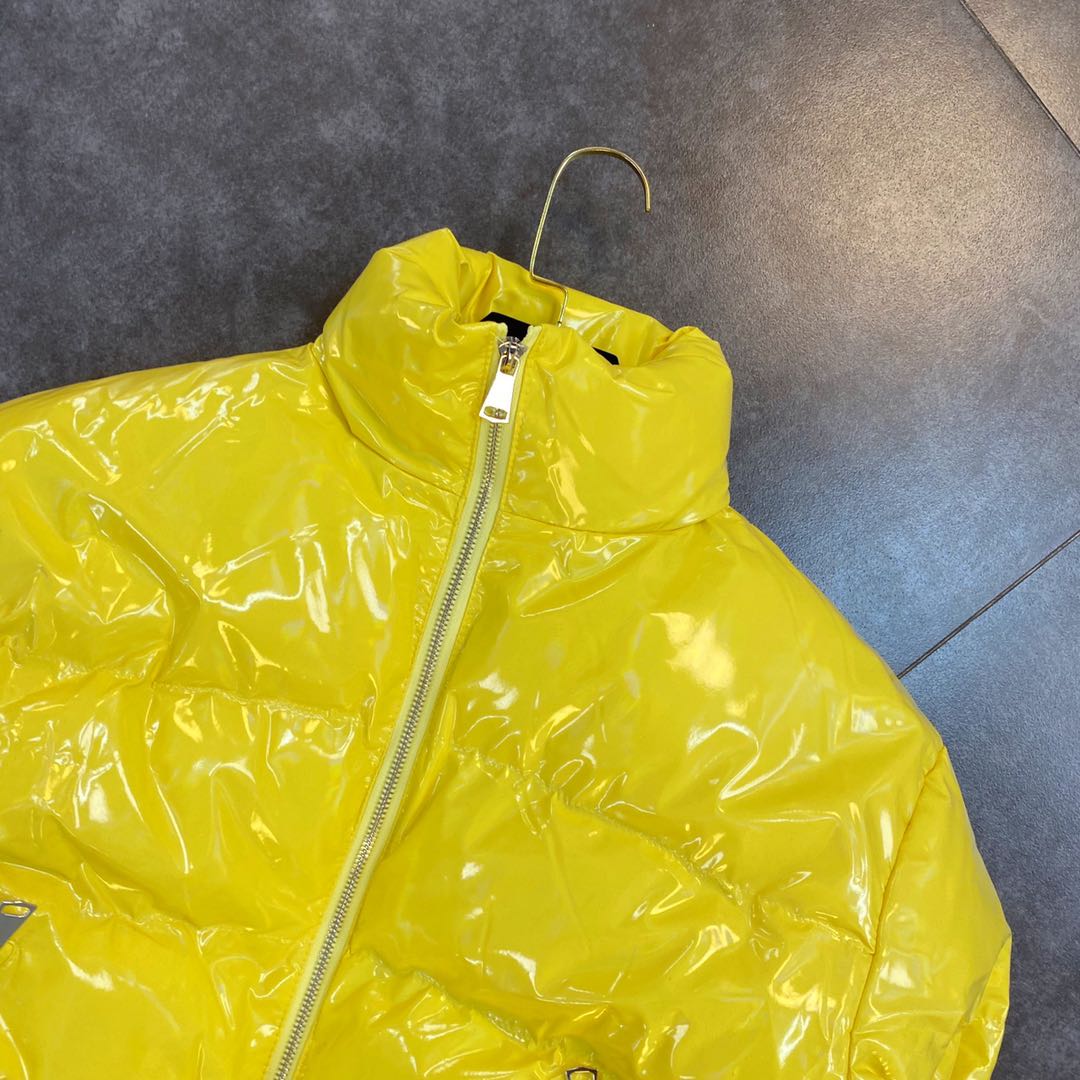 colorful pearlescent patent leather shiny pure color cotton jacket