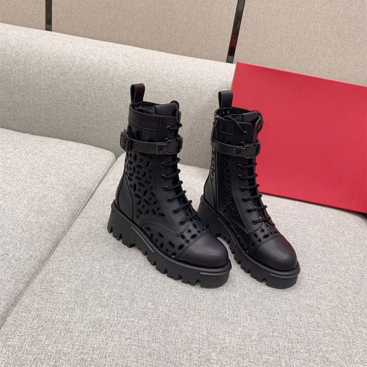 レディース本革中空ショートブーツ