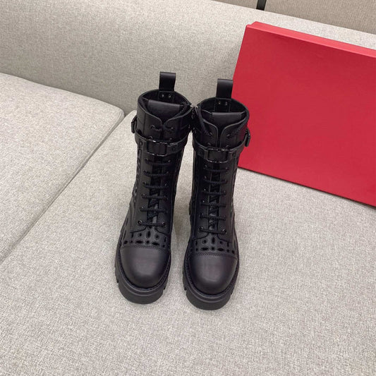 レディース本革中空ショートブーツ